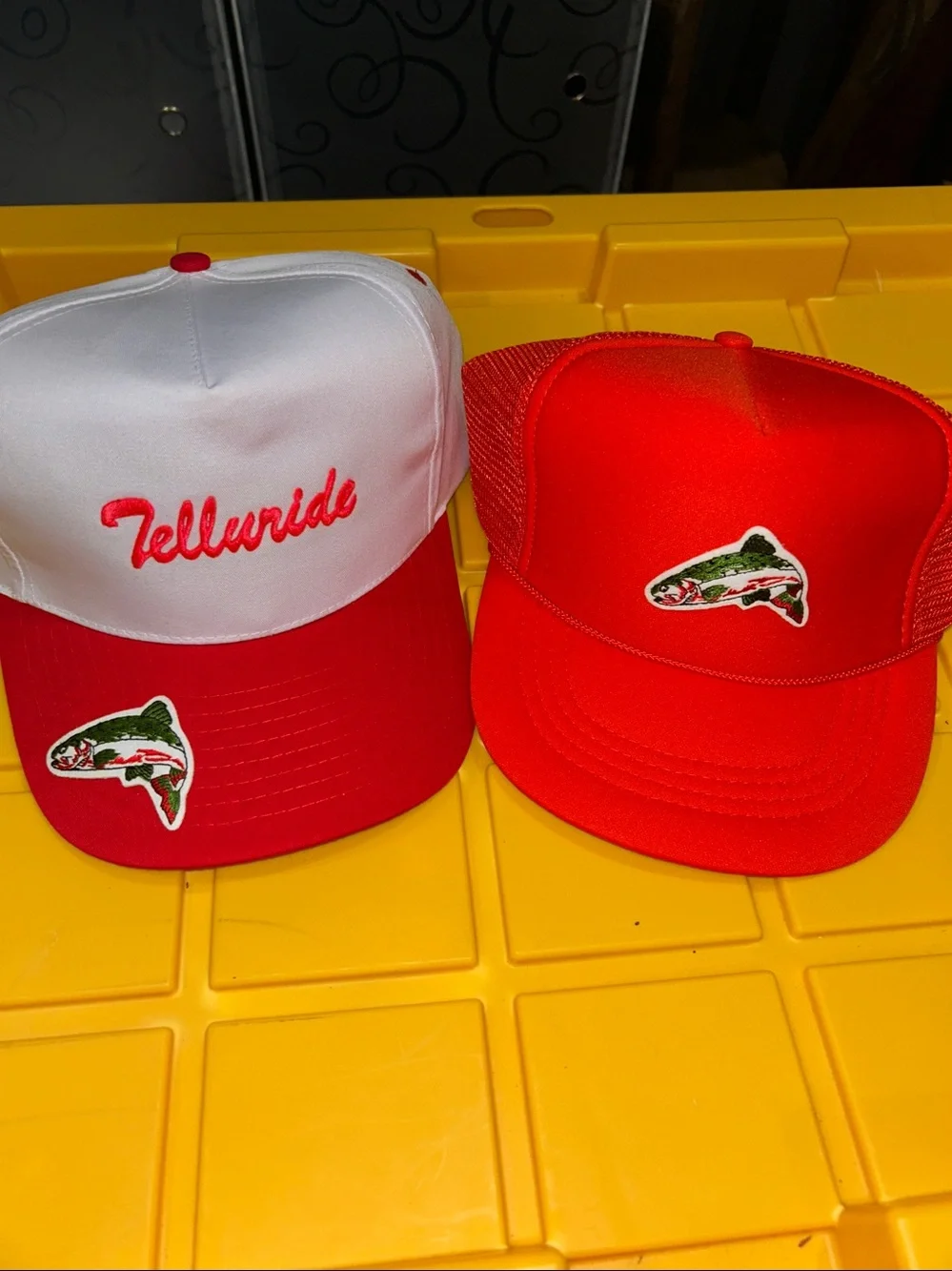 New! Set of 2 rainbow trout hats
